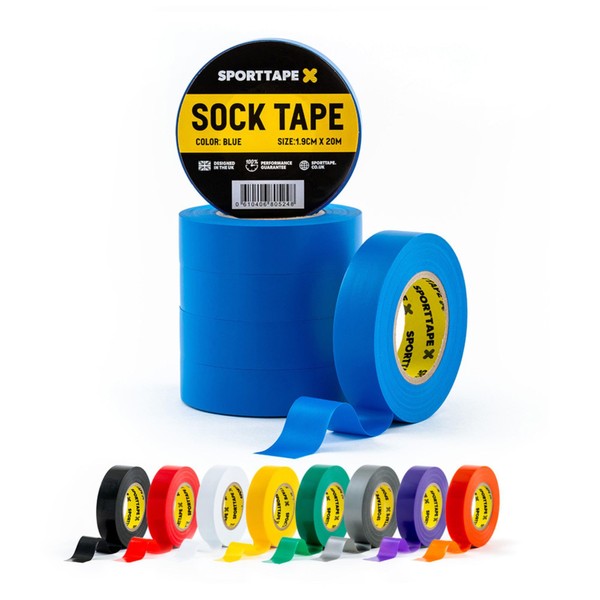 SPORTTAPE 6 Rolls Sock Tape - Blue - 1.9cm x