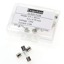 Exqutoo F5AL Fast-Blow Fuse5A 125V Glass Fuses 5 x 20 mm 5amp F5A（20 Pack）