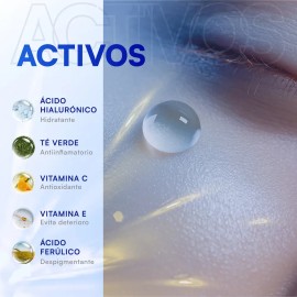 Mist Jewel - Serum Ácido Hialuronico Boost + Ácido Ferúlico + Vitamina C Y E | Suero facial regenerador, antioxidante e hidratante Día/No...