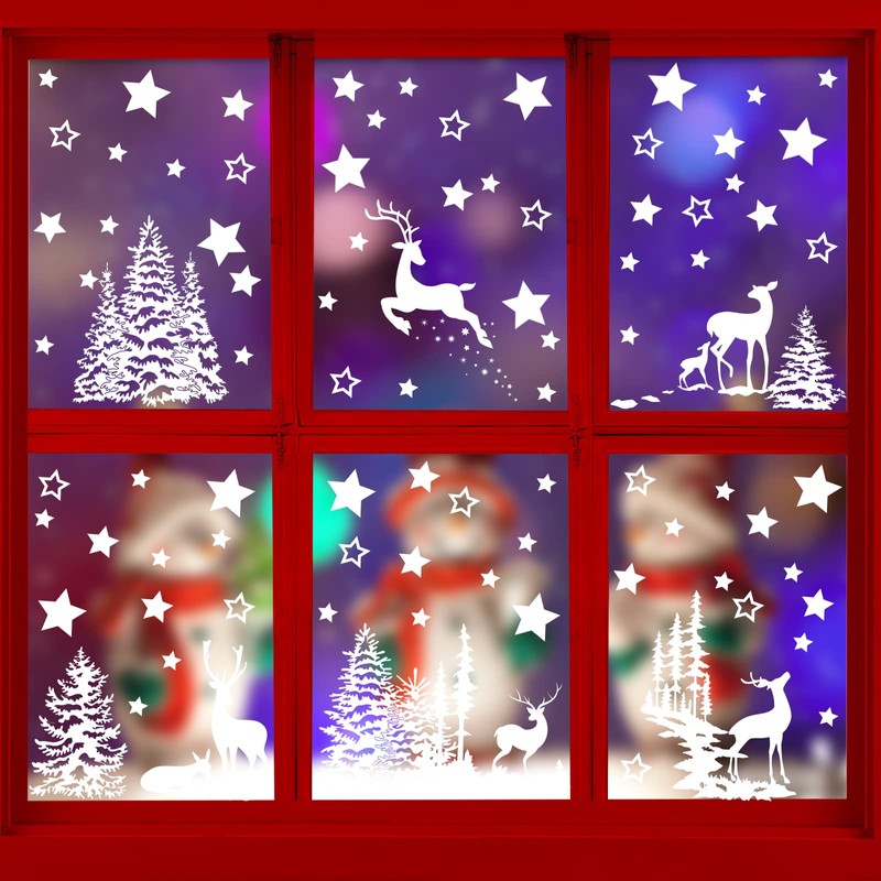 9 Sheet Large Size Christmas Snowflake Stickers Reusable Xmas Window
