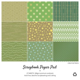 Scrapbook Paper 6x6 180G Double-Sided Decorative Paper for Scrapbooking, Junk Journaling, and Card Making, Ideal Scrapbook Supplies and Paper Craft Supplies 27 Sheets（Forest）