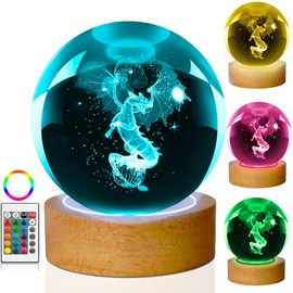 LINSINA 3D Dragon Crystal Ball Lamp,60mm 16 Colors Crystal Ball Night Light with Wooden Base and Remote Control, Dragon Gifts and Birthday Gift for Women Men Kids (Dragon)