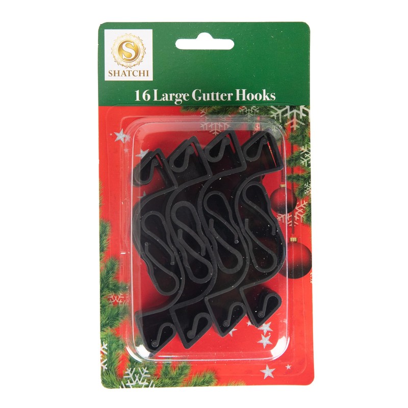 SHATCHI 16Pcs Giant Black Gutter Hooks for Outdoor Hanging Christmas