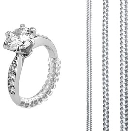 Norhogo Ring Size Adjustment Set of 15 with 3 Sizes Transparent Ring Sizer Adjustable Fit Invisible Ring Size Adjuster with Polishing Cloth for Loose Rings, Rubber