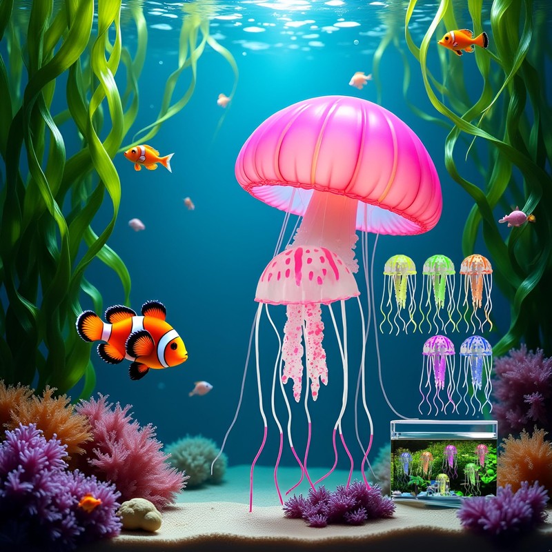 GANPUB Pink Artificial Simulation Glowing Jellyfish Suitable for Fish Tank