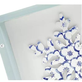 Unbranded New! "   Blue Christmas Wood Box Frame SIGN Wall Decor Snowflake 7.5"