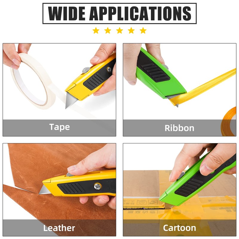 DIYSELF 4 Pack Retractable Box Cutters, Utility Knives with 10