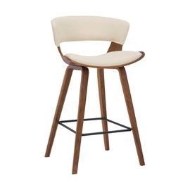 Armen Living Jagger Modern 26" Wood and Faux Leather Counter Height Barstool