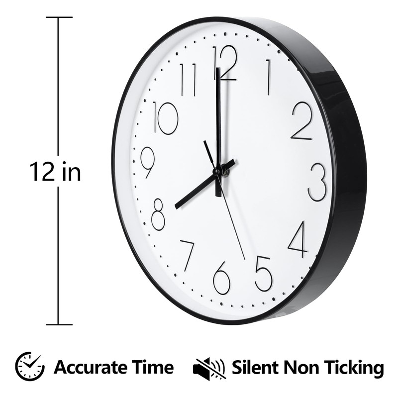 Wall Clock 2 Pack 12 Inch Silent Wall Clocks Battery