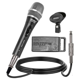 5 CORE Professional Dynamic Unidirectional Vocal Microphone with Steel Mesh Grille, Neodymium Cardioid Pickup, XLR Connectivity, 16ft Detachable Cable, Mic Clip, and Case