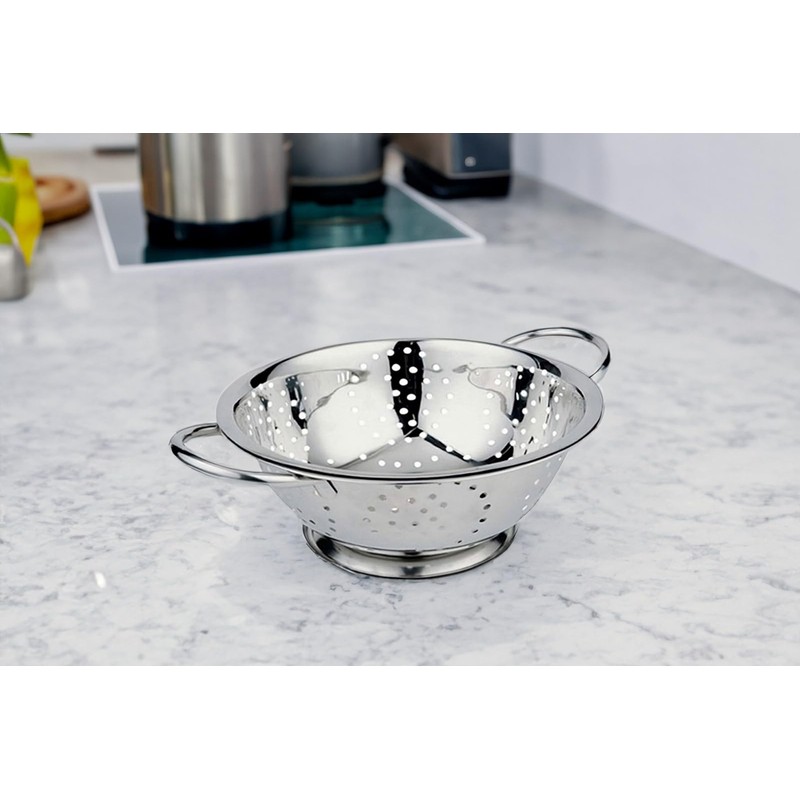 Acense Stainless Steel Colander [Silver], Steel Base/Handle, Quick Draining, Multiple