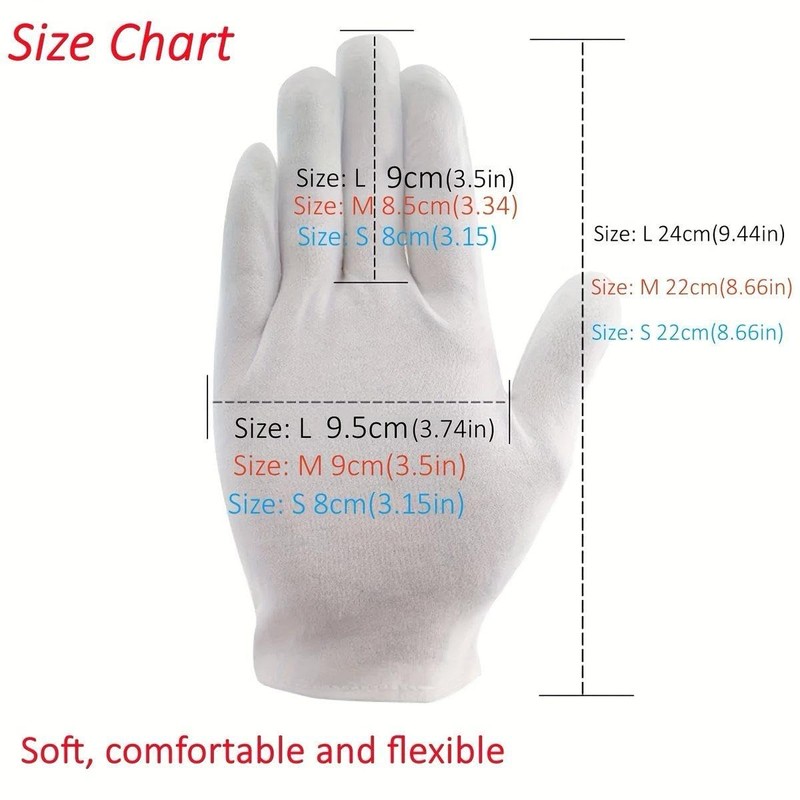 ROMAXO 2 Pairs 100% Cotton Moisturising and Protective Gloves Cotton