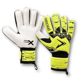 Precision Training Fusion X Flat Cut Essential Football Adult's Goalkeeper Gloves, Fluo Yellow, 8