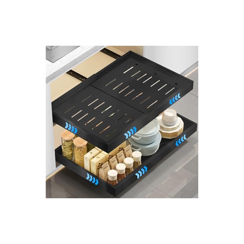 Telescopic Drawer for Gluing, Pack of 2 Extendable Kitchen Drawers,