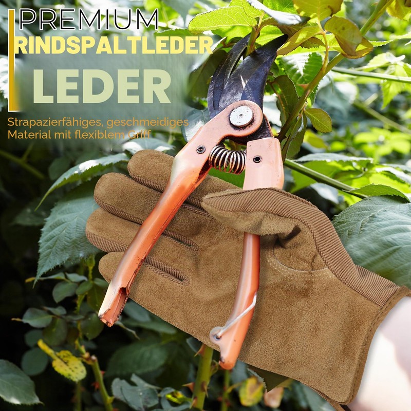 HANDLANDY Leather Gardening Gloves, Work Gloves for Men and Women,