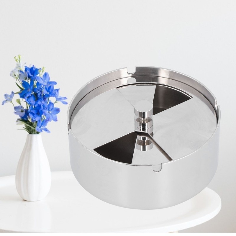Ashtray Outdoor Thickened Stainless Steel Windproof Rotating Cover Design Finely