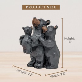 Black Bear Family Hug Statue – Resin Figurine of 3 Bears Embracing – Symbol of Family Love, Unity & Warmth – Rustic Woodland Decor for Cabin or Home – Heartfelt Gift for Families or Bear Collectors