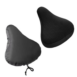 Fahrradsattel Überzug, 2 Stück Sattelbezug Fahrrad Gepolstert, Sattelpolster Fahrrad Wasserdicht, Fahrradsitz Polster für Rennrad und Mountainbike, 26 x 21 cm/10x8.2in