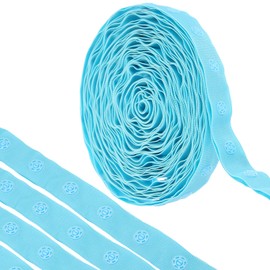 QUARKZMAN 6 Yard Snap Button Tape for Sewing, Cotton Snap Button Trim, Quick Release Buckle Tape for Clothing, Fabric, DIY Crafts, Sky Blue