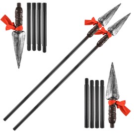 2 Sets 60" Spartan Spear, Adult Roman Plastic Spear,Detachable Costume Native American Spear Warrior Weapon Cosplay Accessory Black