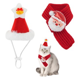 Christmas Pet Costumes Pet Christmas Hat with Scarf Dog Christmas Costume Santa Hat Scarf Winter Neck Warmer Costume Christmas Accessories A8-CWHRWJM (S)
