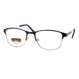 Multi-Focus Progressive Glasses Glasses 3 in 1 Reader Spring Hinge Metal Blue +2