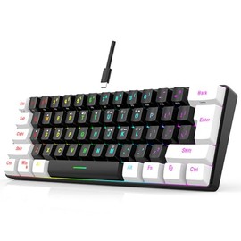 Mini Teclado RGB, Mini 61 Teclas Teclado mecánico para Juegos, Interfaz Tipo C Plug and Play Teclado con Cable, Portátil Teclado Pequeño Compacto para Jugar Oficina,Alámbrico ​Desmontabl (Negro)
