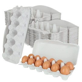 CertBuy 20 Pack Empty Egg Carton, Blank Natural Pulp Egg Cartons Holds Up to 12 Eggs, Reusable Natural Pulp Egg Torage Containers for Home, Kitchen, Farm