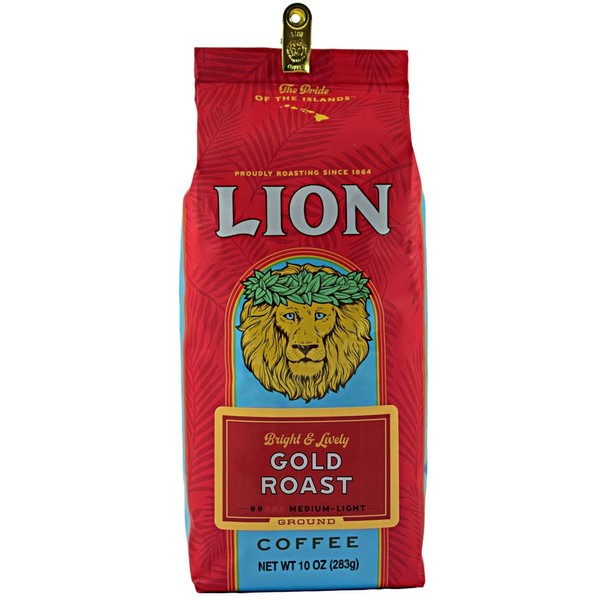 Lion Coffee, Gold Roast, Ground, 10 Ounce Bag