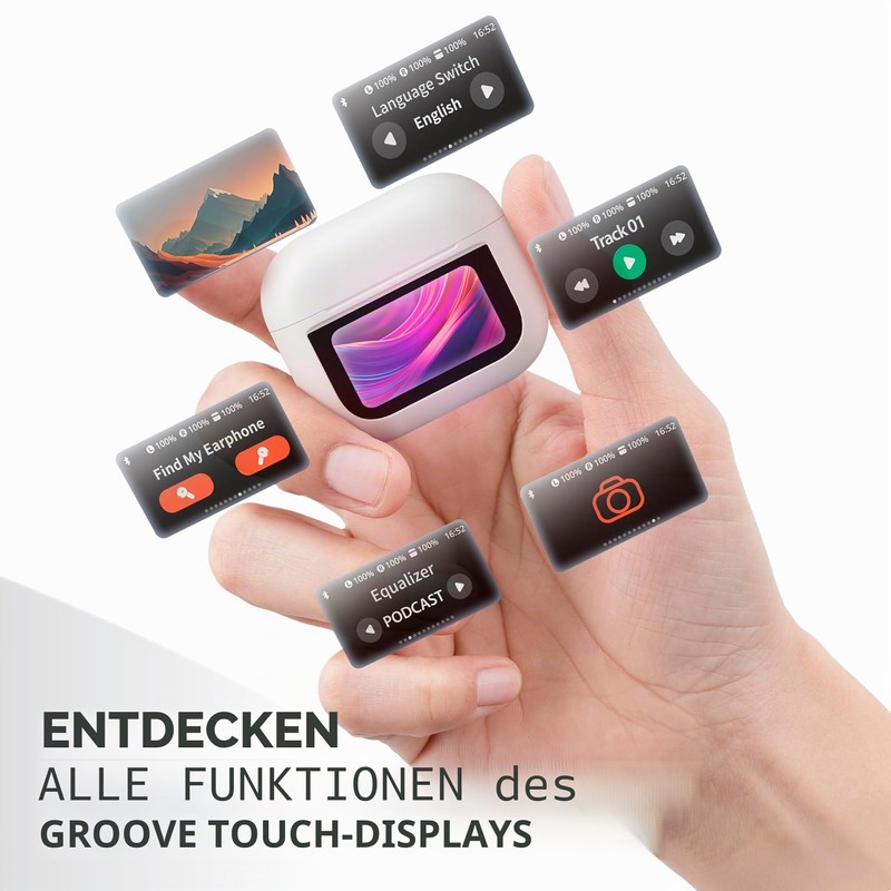 Music Sound Groove Bluetooth Earphones with Touch Screen, 3 EQ