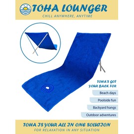TOHA Lounge Chair Towel | Beach Mat Loungers Folding Lightweight Portable Chairs for Traveling, Blue