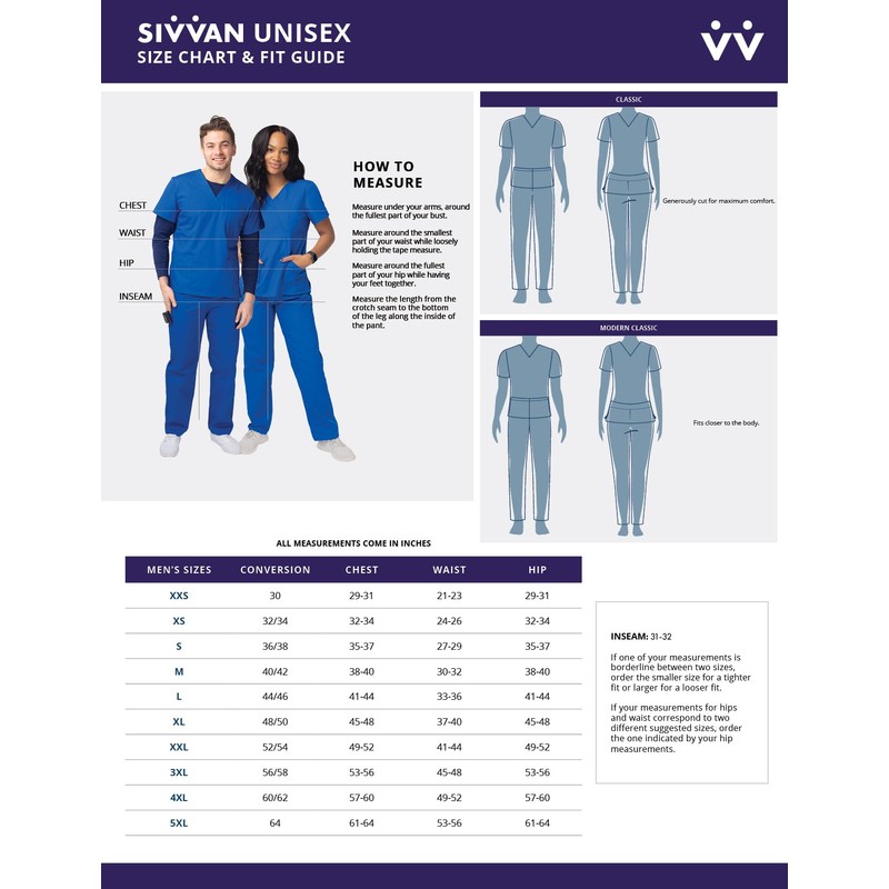 Sivvan Unisex Scrubs - V-Neck Scrub Top - S8304 -
