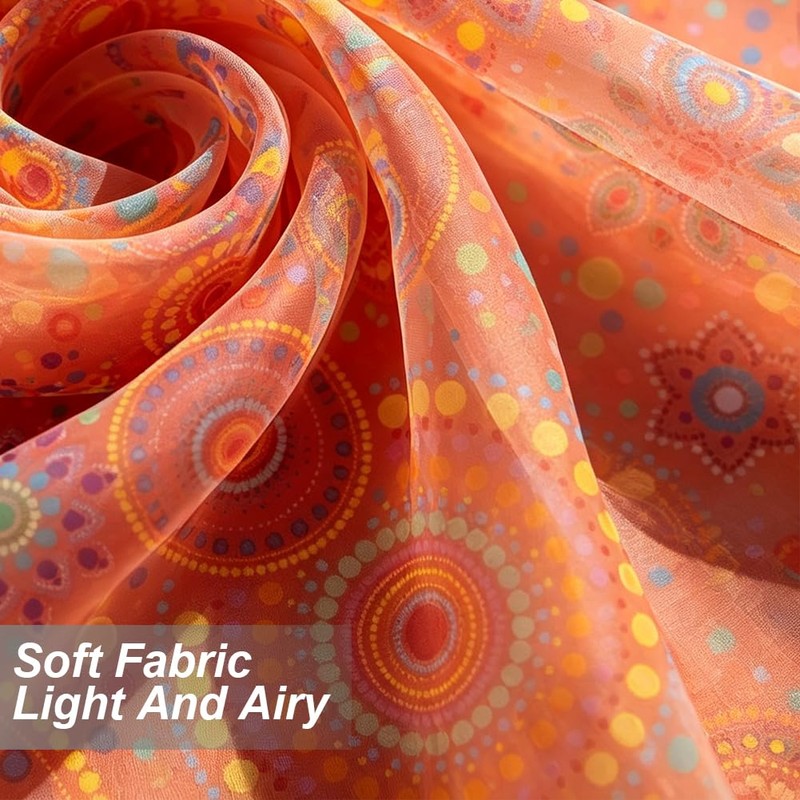 DOODLREAM Bohemian Circle Pattern Sheer Curtains 132 x 213 cm