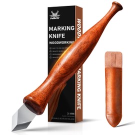 RAVS Marking Knife Woodworking and Leather Sheath, Double Bevel Striking Marking Knife, Premium Rosewood Handle Scribing Knife with High Carbon Steel Blade, Wood Marking Knife for All Sorts of Wood