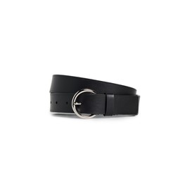 Vince Women's 30mm Flat Ring Belt with Heat Crease, Black, M