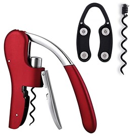 KEISSCO Wine Opener Set Vertical Lever Corkscrew Wine Bottle Opener with Foil Cutter And Extra Spiral