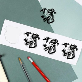 4 x Small 50mm 'Greyhound Portrait' Transparent/Clear Sticker Decals for Windows/Cars/Walls (DC00143464)