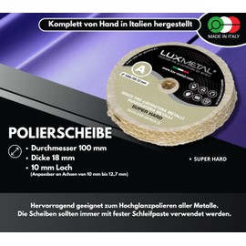 Lux Metal - Polishing Disc 100 mm Cotton Sisal Coarse for Grinding Stand Double Grinder Drill Cordless Screwdriver Polishing Discs for Polishing Metal such as Aluminium, Chrome Stainless Steel, for