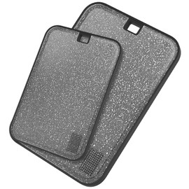 Plastic Cutting Board Dishwasher Safe, 2 Pcs Small Cutting Boards for Kitchen with Measureing Scale, Juice Grooves, Non-Slip, Reversible Knife-Friendly（Black）
