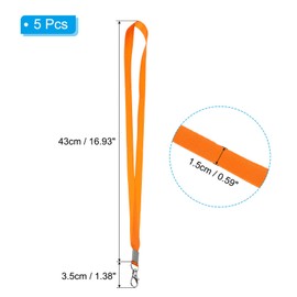 PATIKIL 17" Neck Lanyards, 5 Pack 0.6" Width Flat Strap Lanyard with Swivel Hook Clip for Name Tag Badges Holder ID Card Keys, Orange