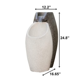 XBrand Modern Floor Waterfall Fountain, Indoor Outdoor Décor, 25 Inch Tall, Grey and Black