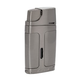 Xikar ELX Double Jet Flame Torch Lighter with 9mm Cigar Punch - Refillable Butane Torch Lighter for Cigars with Flame Adjustment Wheel and Fuel Window