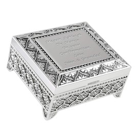 De Walden Confirmation Gift, Engraved Silver Plated Trinket Box in a Satin Lined Presentation Box, Girl's Confirmation Gift