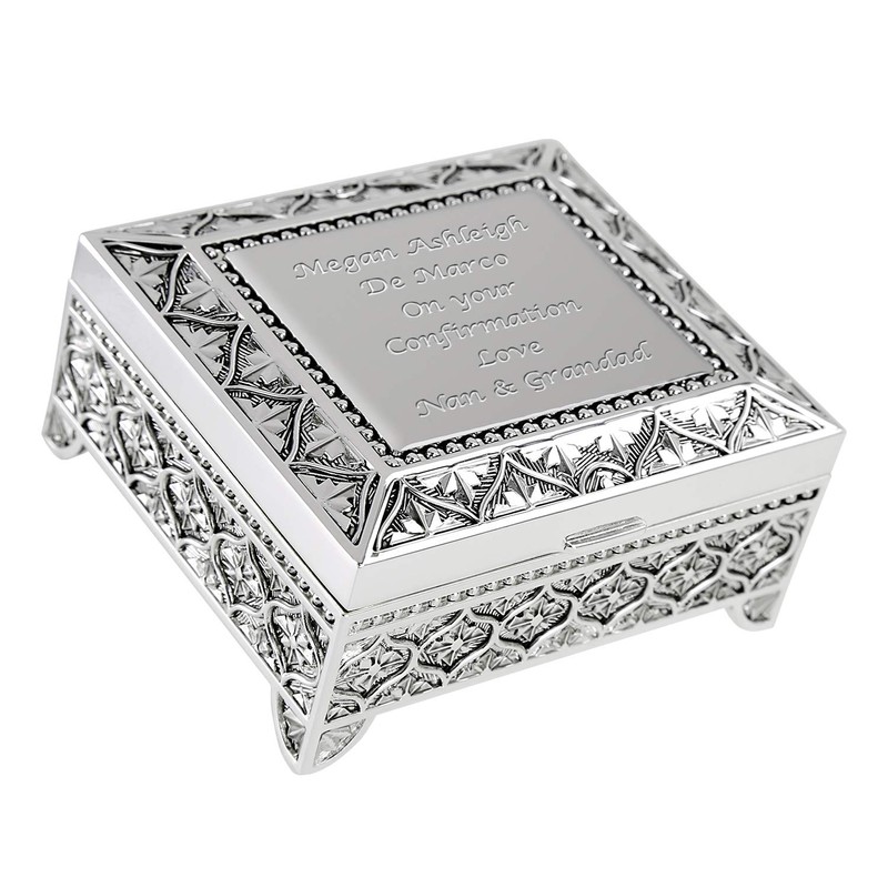 De Walden Confirmation Gift, Engraved Silver Plated Trinket Box in