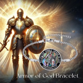 AXOMY Armor of God Bracelet 925 Sterling Silver Abalone Shell Knights Templar Bracelets Christian Religious Amulet Catholic Jewelry Mothers Gifts for Women Men