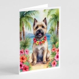 Caroline's Treasures Cairn Terrier Luau Greeting Cards Pack of 8 Blank Cards with Envelopes Whimsical A7 Size 5x7 Blank Note Cards