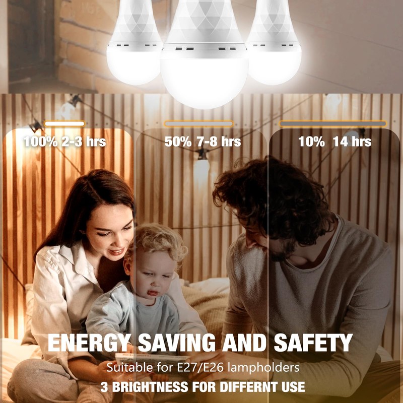 TFOI Rechargeable Emergency LED Light Bulbs, Light Up to 56