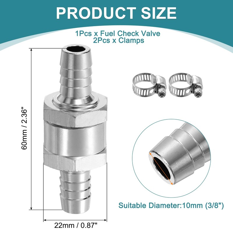 sourcing map 10mm (3/8") Fuel Check Valve, Non-Return One Way