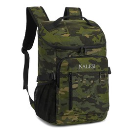 Kalesi Cooler Backpack 36 Cans Lightweight Insulated Backpack Cooler Leak-Proof Travel Camping Lunch Backpack Outdoor Cutlery Backpack for Men and Women (Camouflage Green)
