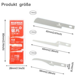 KEWAYO Mini Hand Saw Set for Model Making & DIY, 3 Interchangeable Types Saw Blade, Ideal for Wood, Branches, Craft Projects & Gardening, Hacksaw Blades with Storage Bag (9)